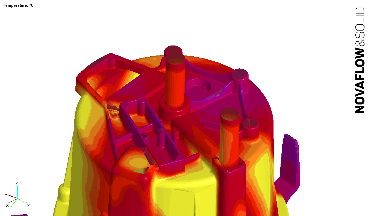 Temperature distribution in an electric motor housing casting